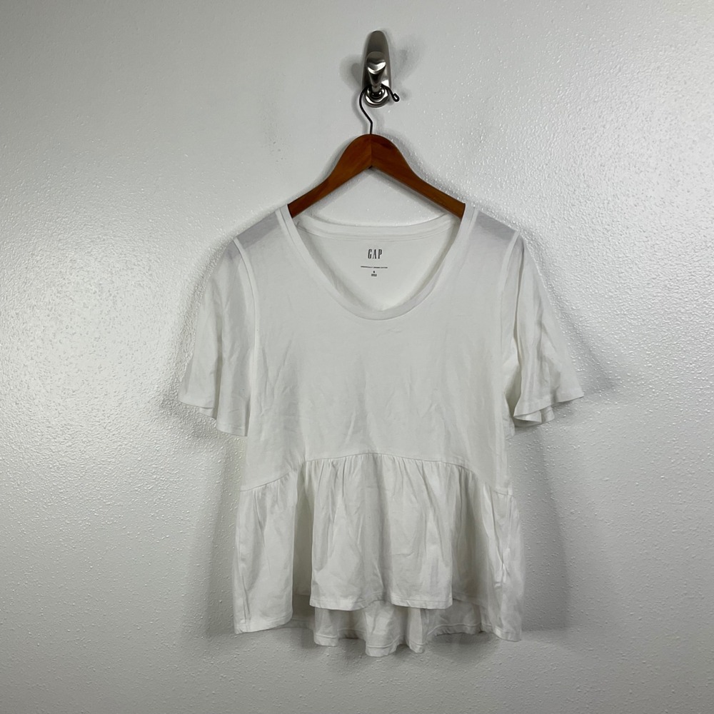 Gap Cotton White Peplum Top Size‎ Small